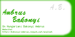 ambrus bakonyi business card